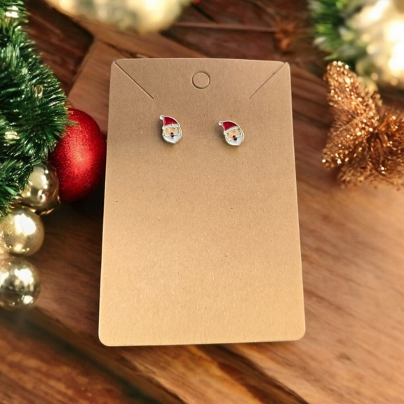 Mini Santa Holiday Festive Stud Earrings - Picture 1 of 2